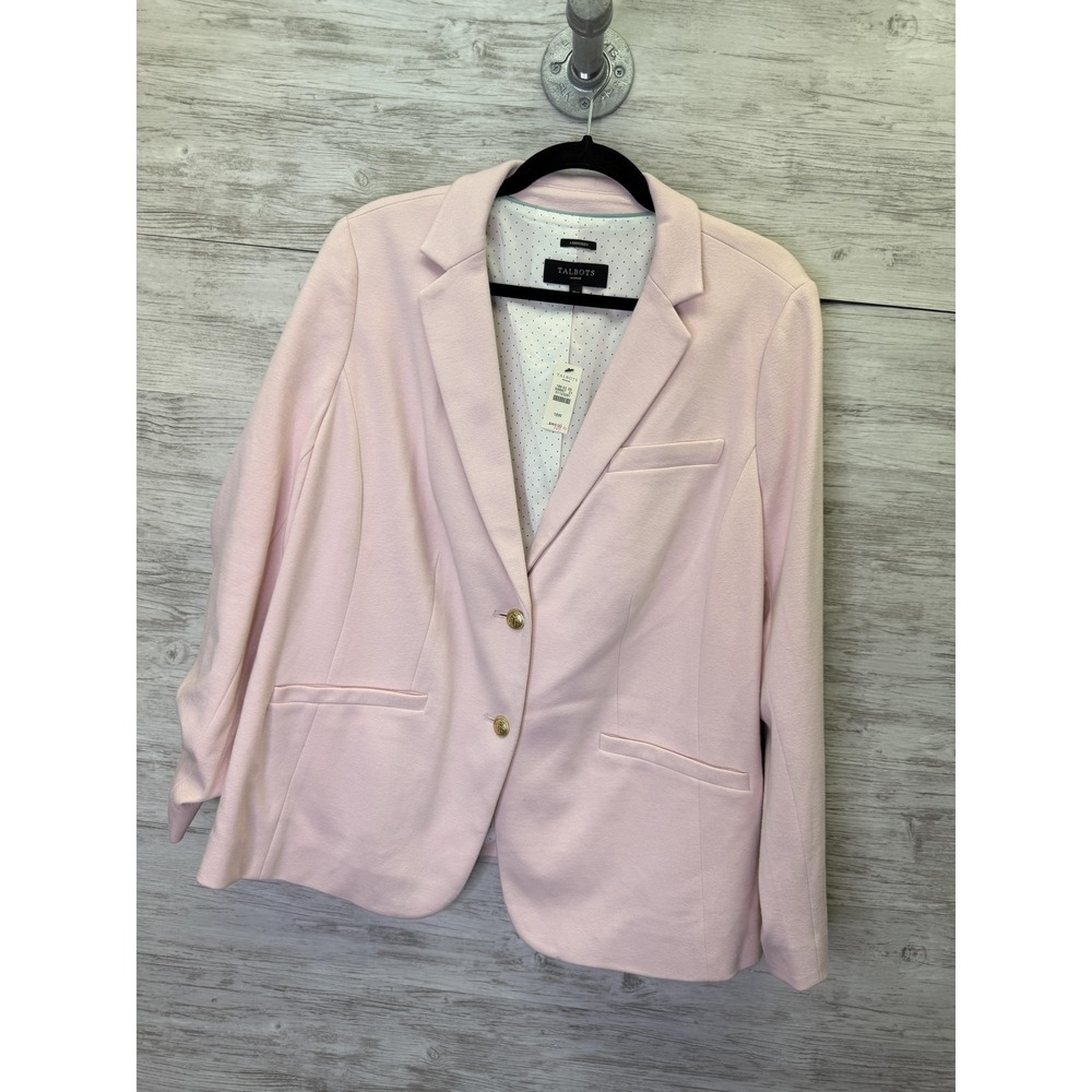 Talbots Blazer Womens 16W Pink Lined Two-Button Tailored Classic Fit Pant Suit